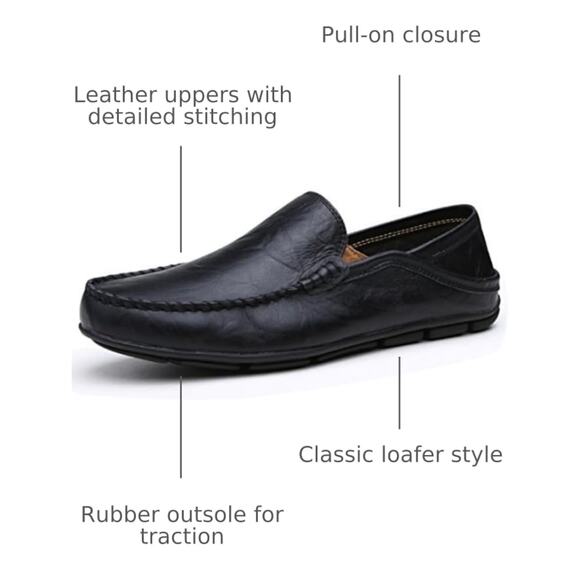 Go Tour Men's Premium Genuine Leather Casual Slip on Loafers - Picture 2 of 4